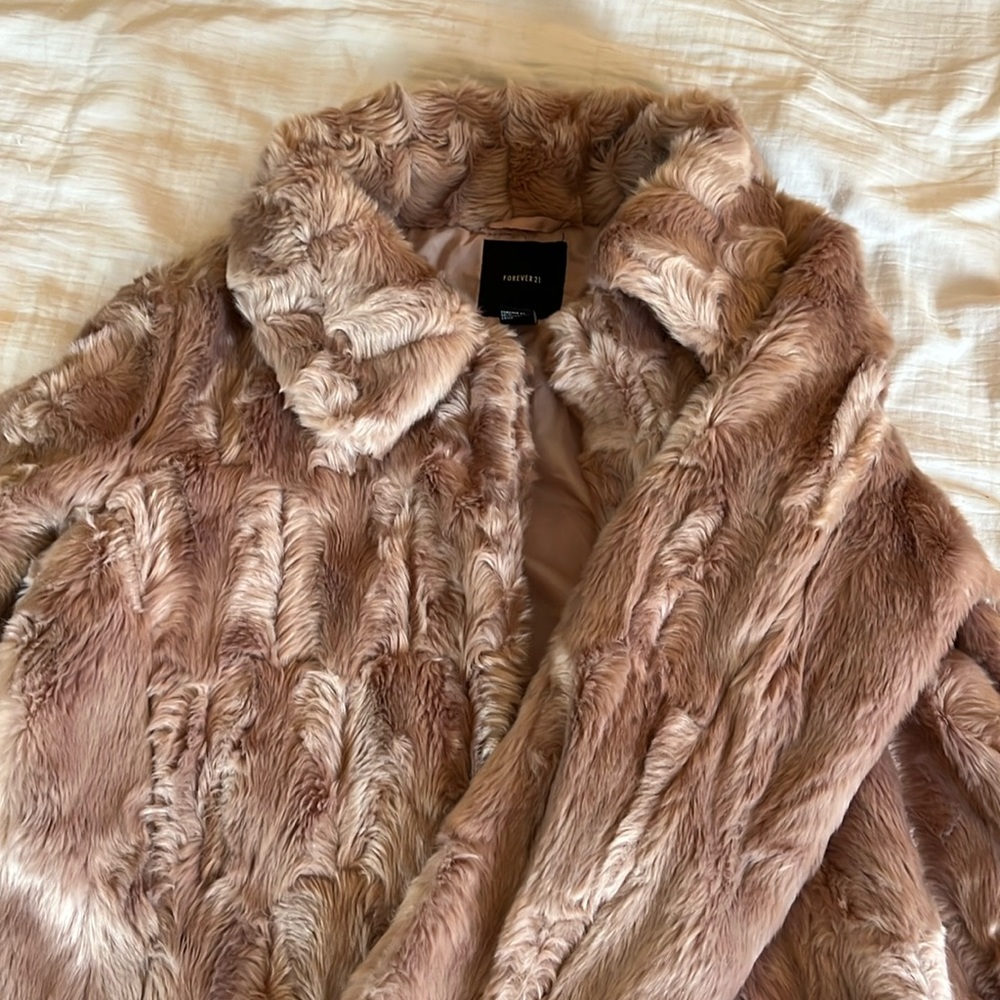 COPY - Dusty Pink Forever 21 Fur Coat, Size M, Worn a few times.